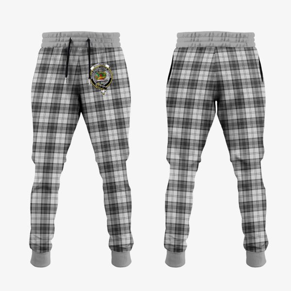 Douglas Grey Modern Tartan Crest Jogger Sweatpants Hot on Sale