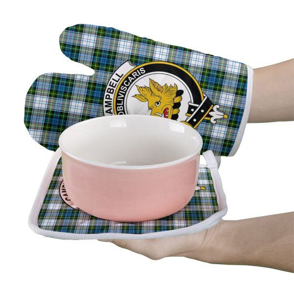 Campbell Dress Tartan Crest Oven Mitt And Pot Holder (2 Oven Mitts + 1 Pot Holder) For Sale - Image 2