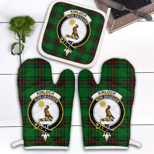 Kinloch Tartan Crest Oven Mitt And Pot Holder (2 Oven Mitts + 1 Pot Holder) Online now
