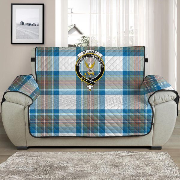 Stewart Muted Blue Tartan Crest Sofa Protector Supply - Image 2