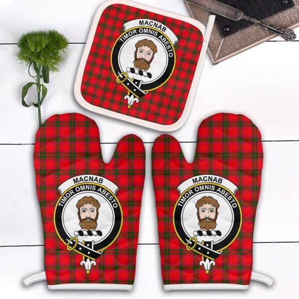 MacNab Modern Tartan Crest Oven Mitt And Pot Holder (2 Oven Mitts + 1 Pot Holder) Hot on Sale