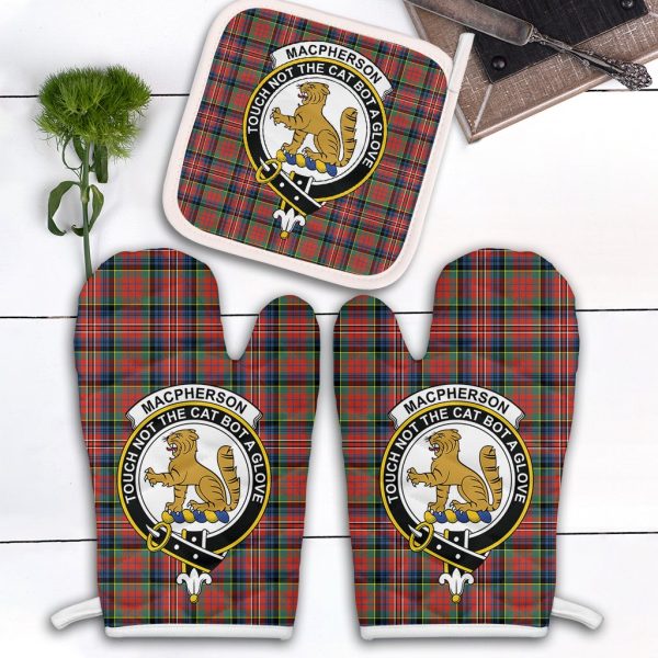 MacPherson Ancient Tartan Crest Oven Mitt And Pot Holder (2 Oven Mitts + 1 Pot Holder) Sale