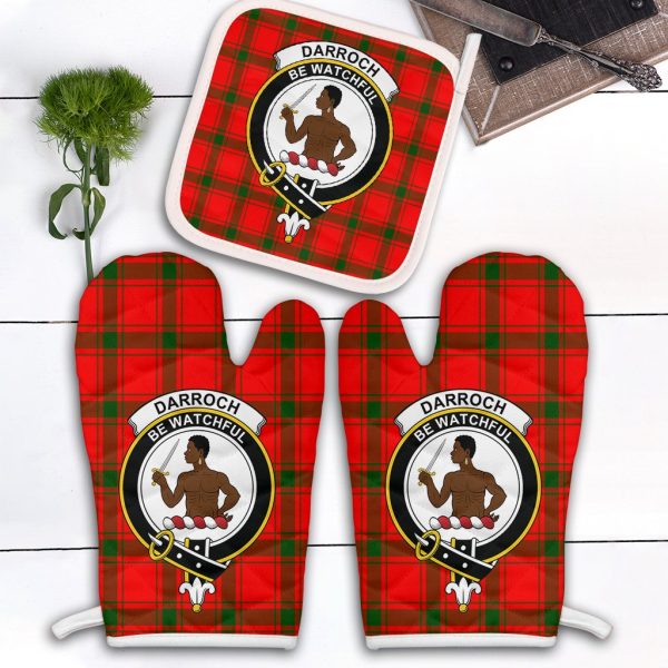 Darroch Tartan Crest Oven Mitt And Pot Holder (2 Oven Mitts + 1 Pot Holder) on Sale