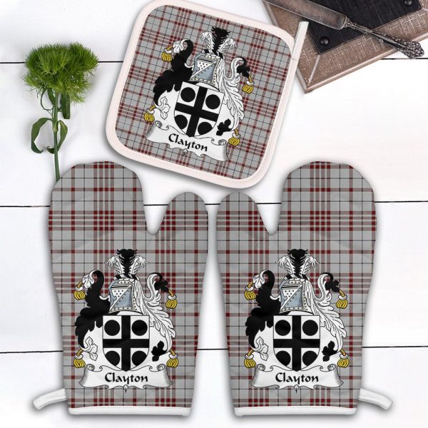 Clayton Tartan Crest Oven Mitt And Pot Holder (2 Oven Mitts + 1 Pot Holder) Sale