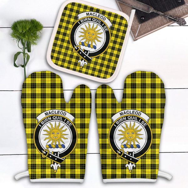 MacLeod Of Lewis Modern Tartan Crest Oven Mitt And Pot Holder (2 Oven Mitts + 1 Pot Holder) Fashion