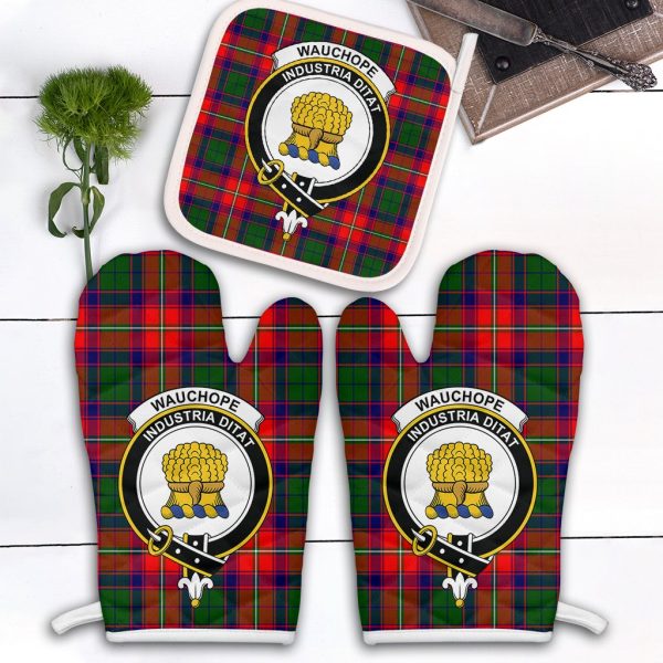 Wauchope Tartan Crest Oven Mitt And Pot Holder (2 Oven Mitts + 1 Pot Holder) Online Sale