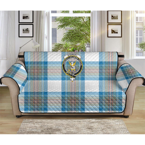 Stewart Muted Blue Tartan Crest Sofa Protector Supply - Image 3