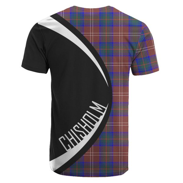Chisholm Hunting Modern Tartan Crest T-shirt - Circle Style For Sale - Image 2