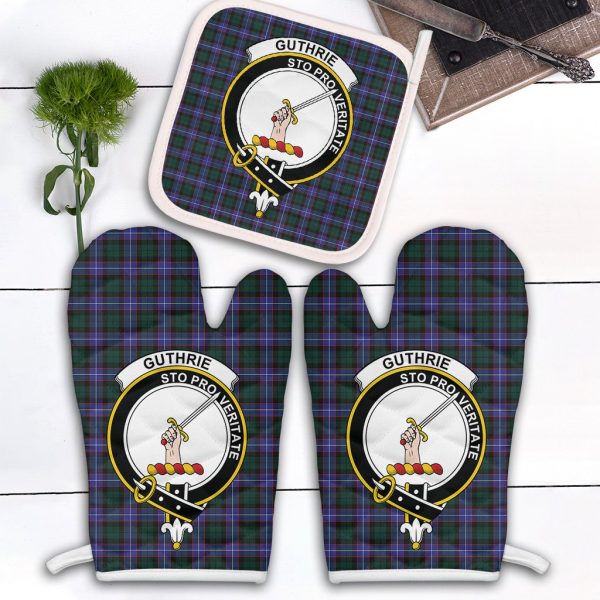 Guthrie Modern Tartan Crest Oven Mitt And Pot Holder (2 Oven Mitts + 1 Pot Holder) For Cheap