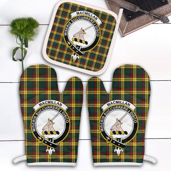 MacMillan Old Modern Tartan Crest Oven Mitt And Pot Holder (2 Oven Mitts + 1 Pot Holder) Online Sale