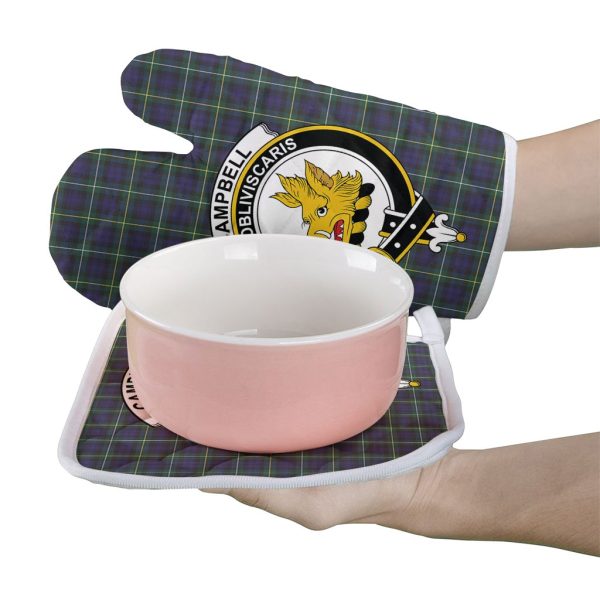 Campbell Argyll Modern Tartan Crest Oven Mitt And Pot Holder (2 Oven Mitts + 1 Pot Holder) Online now - Image 2