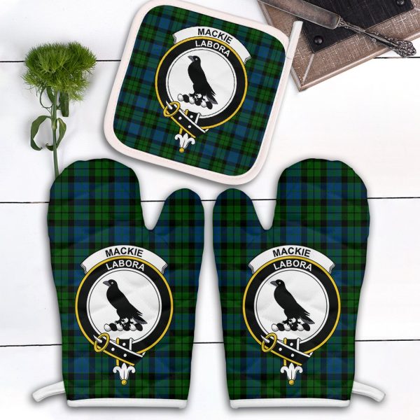 MacKie Tartan Crest Oven Mitt And Pot Holder (2 Oven Mitts + 1 Pot Holder) Cheap