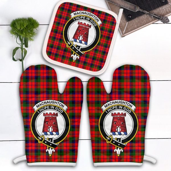 MacNaughton Modern Tartan Crest Oven Mitt And Pot Holder (2 Oven Mitts + 1 Pot Holder) Sale