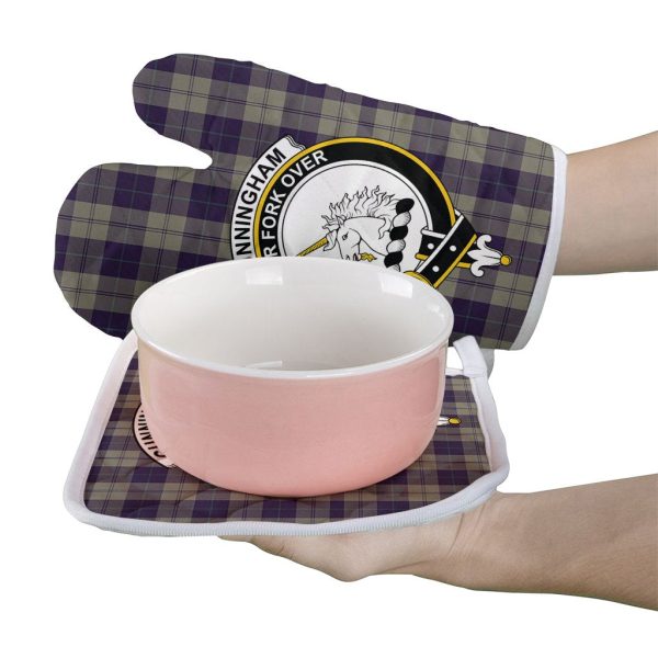 Cunningham Dress Blue Dancers Tartan Crest Oven Mitt And Pot Holder (2 Oven Mitts + 1 Pot Holder) For Discount - Image 2