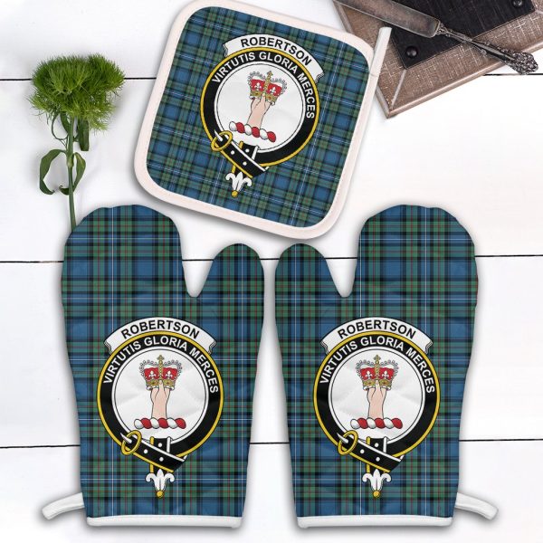 Robertson Hunting Ancient Tartan Crest Oven Mitt And Pot Holder (2 Oven Mitts + 1 Pot Holder) Supply
