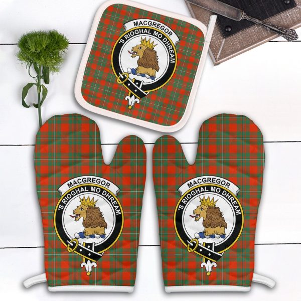 MacGregor Ancient Tartan Crest Oven Mitt And Pot Holder (2 Oven Mitts + 1 Pot Holder) Sale
