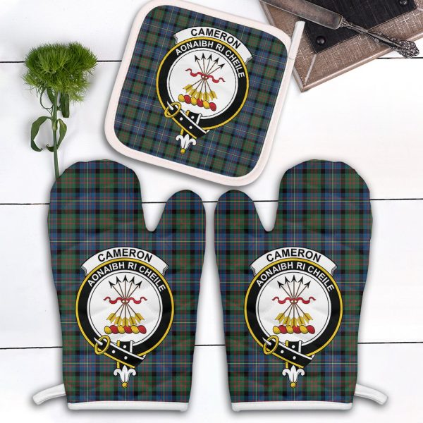 Cameron Of Erracht Ancient Tartan Crest Oven Mitt And Pot Holder (2 Oven Mitts + 1 Pot Holder) Fashion