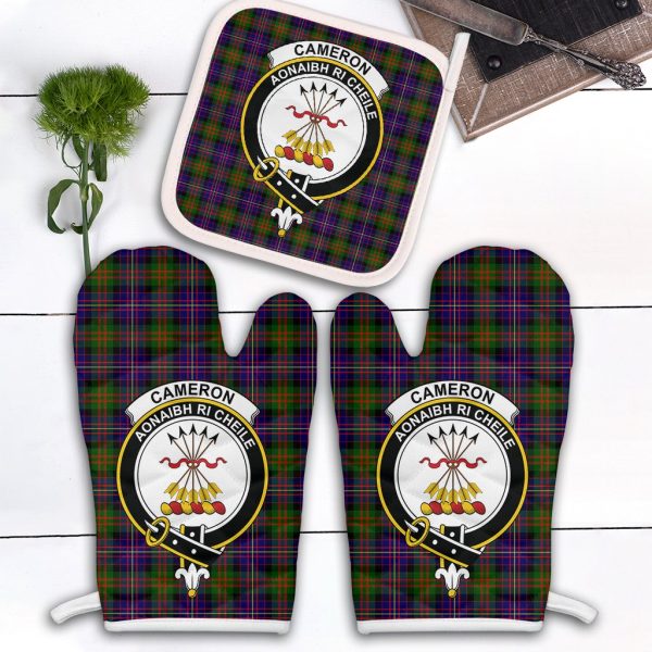Cameron Of Erracht Modern Tartan Crest Oven Mitt And Pot Holder (2 Oven Mitts + 1 Pot Holder) Supply