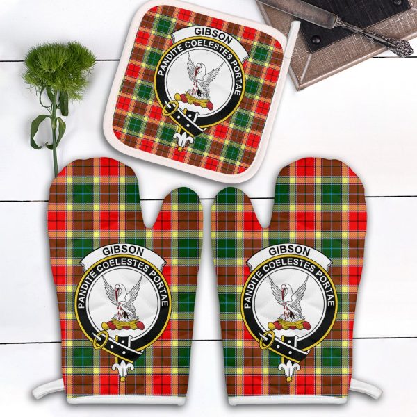 Gibson Tartan Crest Oven Mitt And Pot Holder (2 Oven Mitts + 1 Pot Holder) Online Sale