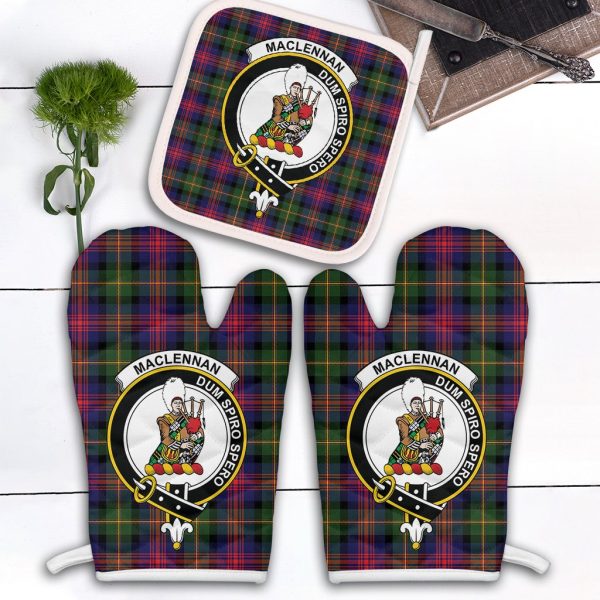 MacLennan Tartan Crest Oven Mitt And Pot Holder (2 Oven Mitts + 1 Pot Holder) Discount