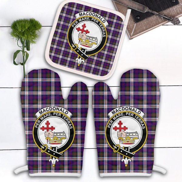 MacDonald Dress Modern Tartan Crest Oven Mitt And Pot Holder (2 Oven Mitts + 1 Pot Holder) on Sale