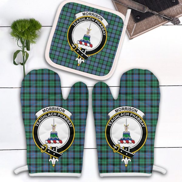 Morrison Ancient Tartan Crest Oven Mitt And Pot Holder (2 Oven Mitts + 1 Pot Holder) Hot on Sale