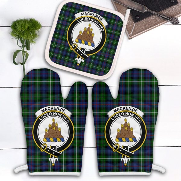 MacKenzie Modern Tartan Crest Oven Mitt And Pot Holder (2 Oven Mitts + 1 Pot Holder) Supply