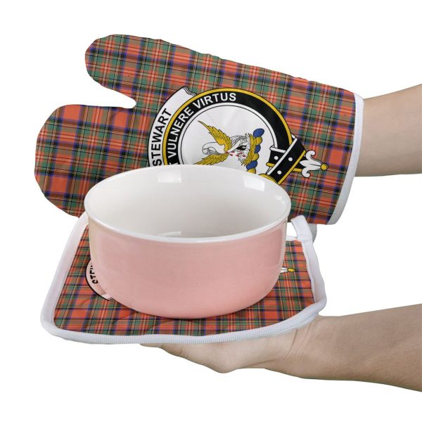Stewart Royal Ancient Tartan Crest Oven Mitt And Pot Holder (2 Oven Mitts + 1 Pot Holder) Sale - Image 2