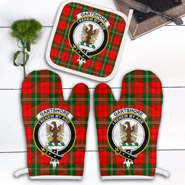 Gartshore Tartan Crest Oven Mitt And Pot Holder (2 Oven Mitts + 1 Pot Holder) For Discount