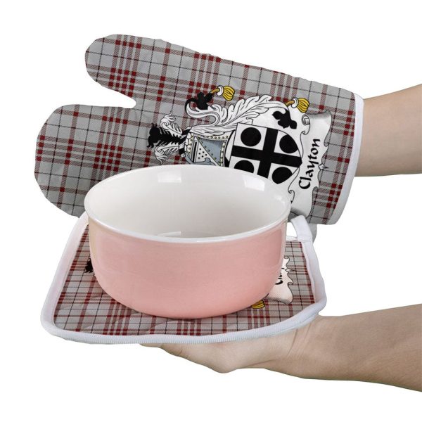 Clayton Tartan Crest Oven Mitt And Pot Holder (2 Oven Mitts + 1 Pot Holder) Sale - Image 2