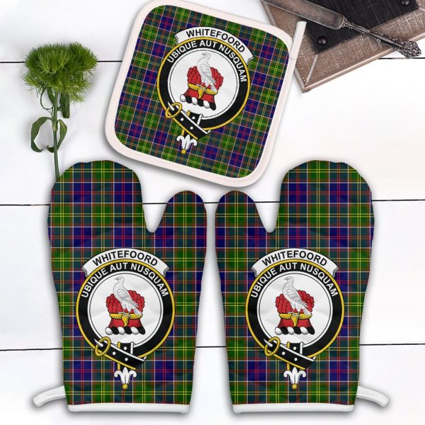 Whitefoord Modern Tartan Crest Oven Mitt And Pot Holder (2 Oven Mitts + 1 Pot Holder) Hot on Sale
