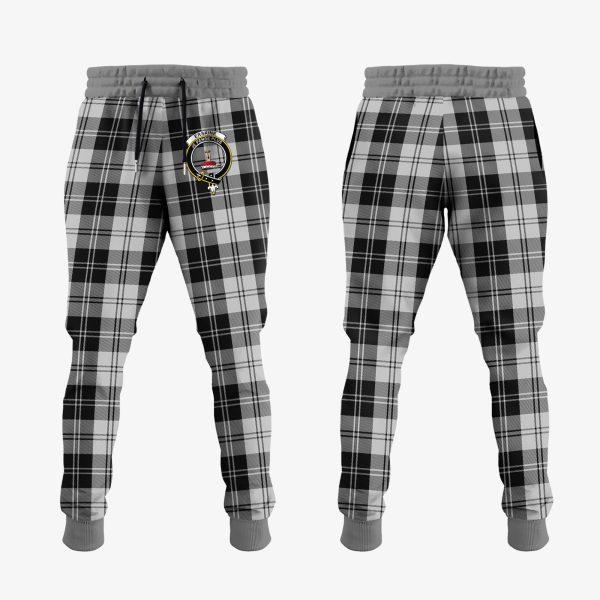 Erskine Black And White Tartan Crest Jogger Sweatpants Online now