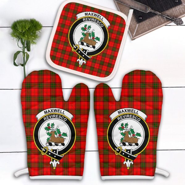 Maxwell Modern Tartan Crest Oven Mitt And Pot Holder (2 Oven Mitts + 1 Pot Holder) Online Sale