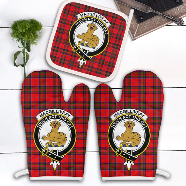 MacGillivray Modern Tartan Crest Oven Mitt And Pot Holder (2 Oven Mitts + 1 Pot Holder) Online Sale
