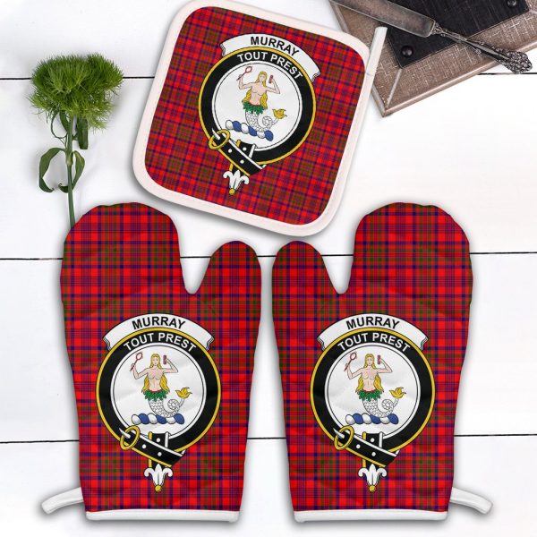 Murray Of Tulloch Modern Tartan Crest Oven Mitt And Pot Holder (2 Oven Mitts + 1 Pot Holder) on Sale