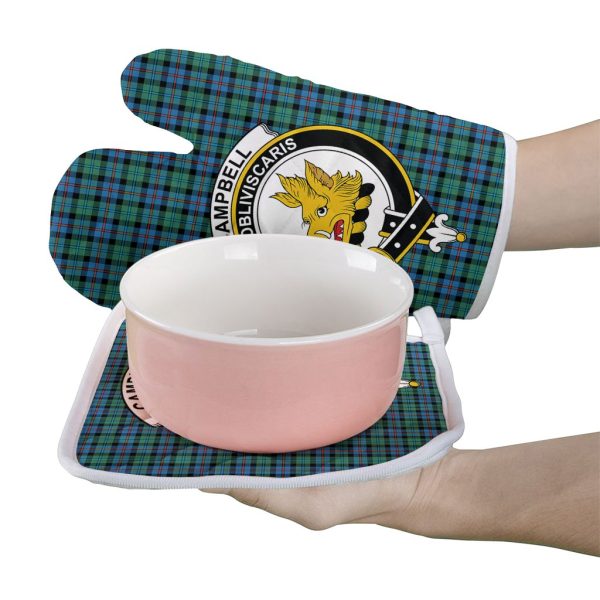 Campbell Of Cawdor Ancient Tartan Crest Oven Mitt And Pot Holder (2 Oven Mitts + 1 Pot Holder) For Discount - Image 2