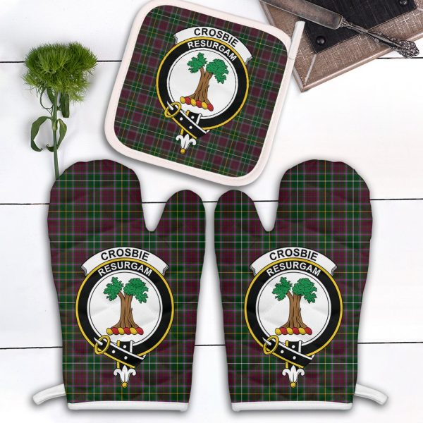 Crosbie Tartan Crest Oven Mitt And Pot Holder (2 Oven Mitts + 1 Pot Holder) Hot on Sale