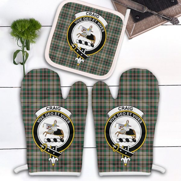 Craig Ancient Tartan Crest Oven Mitt And Pot Holder (2 Oven Mitts + 1 Pot Holder) Supply