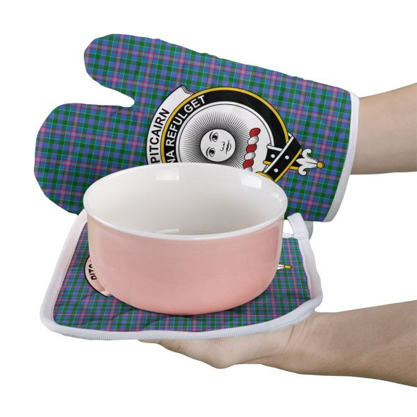 Pitcairn Hunting Tartan Crest Oven Mitt And Pot Holder (2 Oven Mitts + 1 Pot Holder) Discount - Image 2