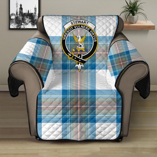 Stewart Muted Blue Tartan Crest Sofa Protector Supply