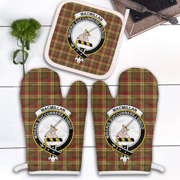 MacMillan Old Weathered Tartan Crest Oven Mitt And Pot Holder (2 Oven Mitts + 1 Pot Holder) Online