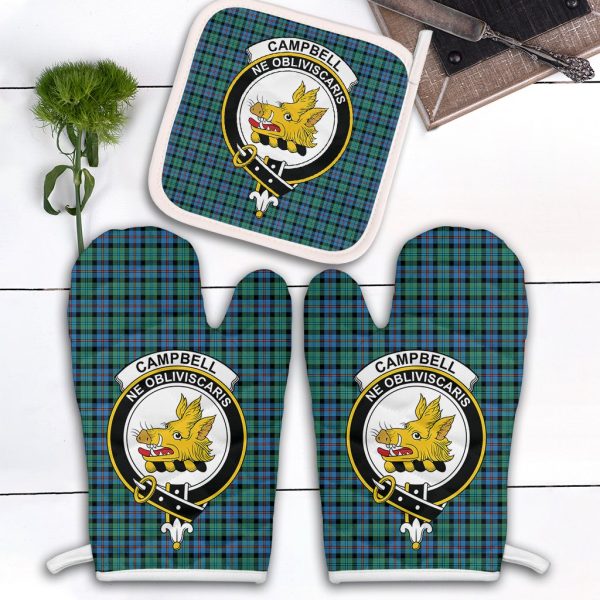 Campbell Of Cawdor Ancient Tartan Crest Oven Mitt And Pot Holder (2 Oven Mitts + 1 Pot Holder) For Discount