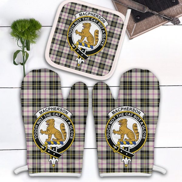 MacPherson Dress Ancient Tartan Crest Oven Mitt And Pot Holder (2 Oven Mitts + 1 Pot Holder) For Discount
