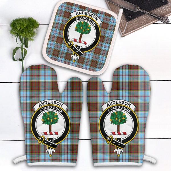 Anderson Ancient Tartan Crest Oven Mitt And Pot Holder (2 Oven Mitts + 1 Pot Holder) Cheap