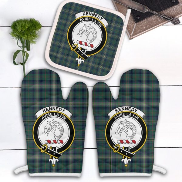 Kennedy Modern Tartan Crest Oven Mitt And Pot Holder (2 Oven Mitts + 1 Pot Holder) Online now