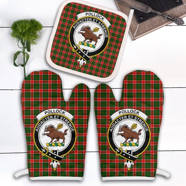 Pollock Modern Tartan Crest Oven Mitt And Pot Holder (2 Oven Mitts + 1 Pot Holder) Online Sale