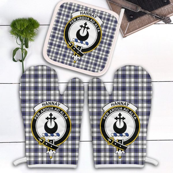 Hannay Modern Tartan Crest Oven Mitt And Pot Holder (2 Oven Mitts + 1 Pot Holder) Online Sale