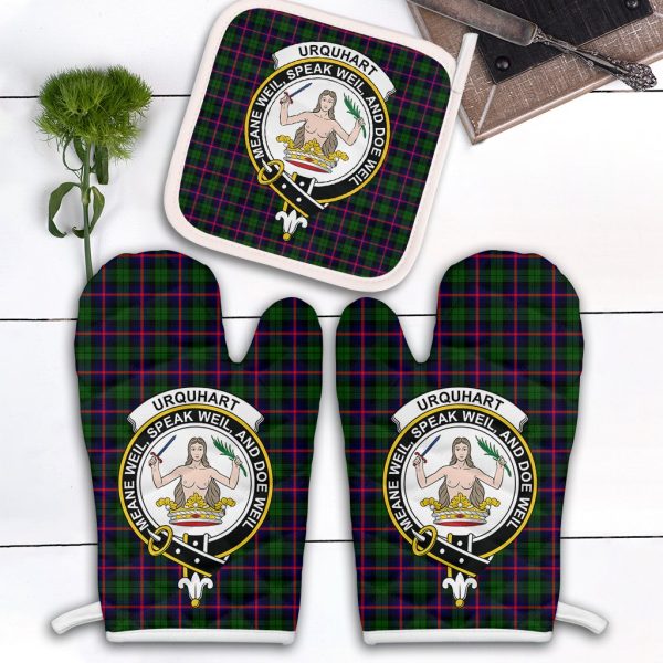Urquhart Modern Tartan Crest Oven Mitt And Pot Holder (2 Oven Mitts + 1 Pot Holder) Online Sale