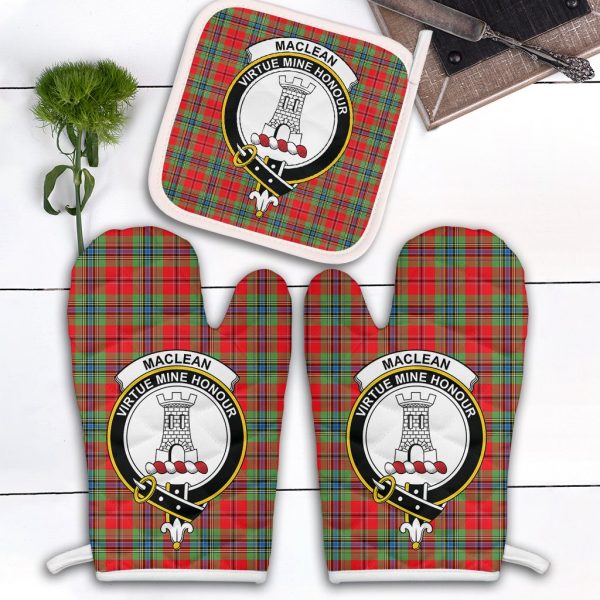 MacLean Of Duart Modern Tartan Crest Oven Mitt And Pot Holder (2 Oven Mitts + 1 Pot Holder) Cheap