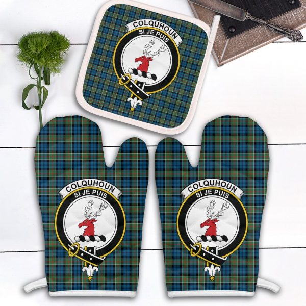 Colquhoun Ancient Tartan Crest Oven Mitt And Pot Holder (2 Oven Mitts + 1 Pot Holder) Discount